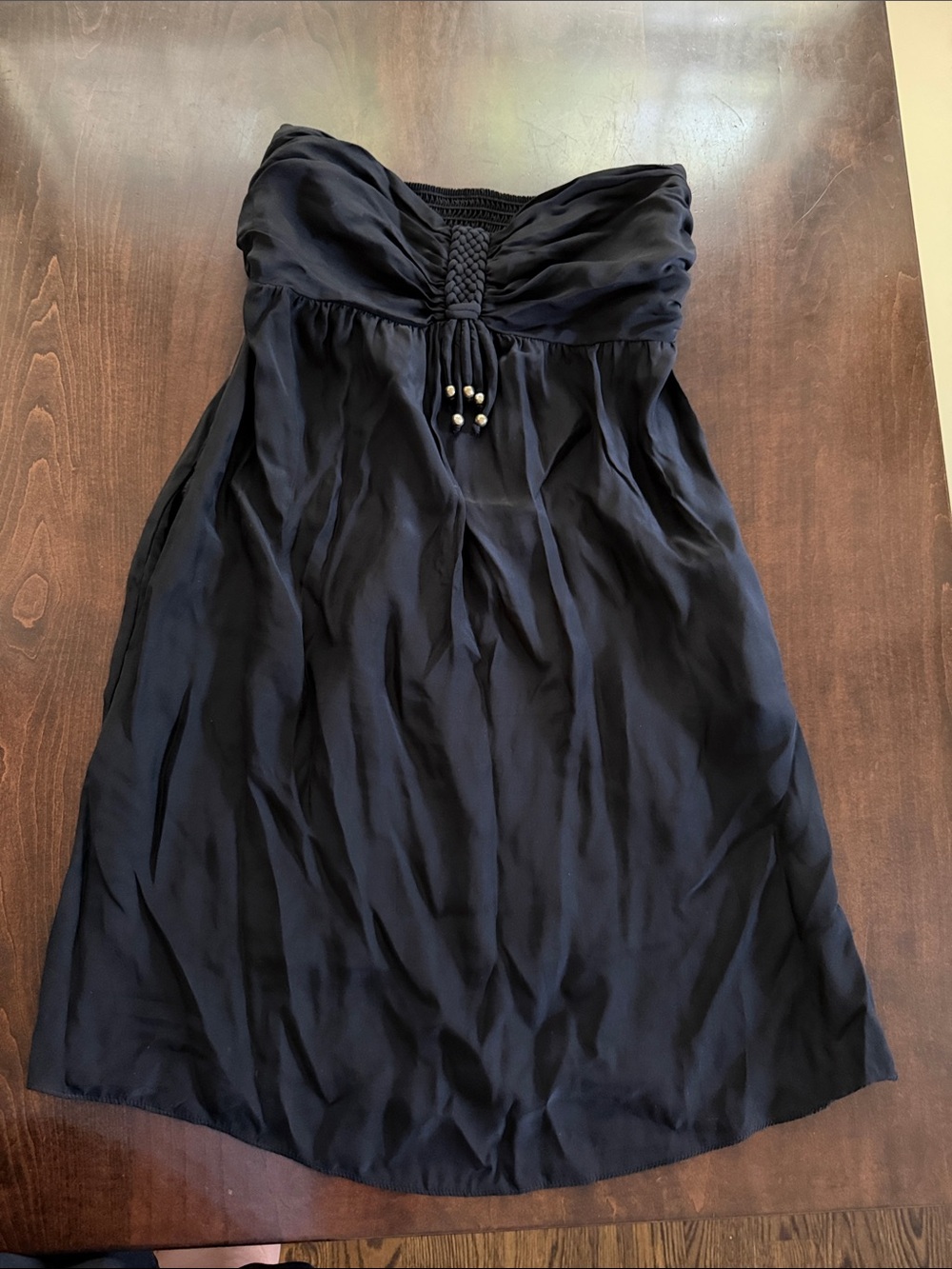 Alice & Trixie Strapless Navy Dress with Braided Detail